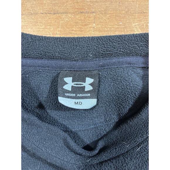 Under Armour Fleece Pullover Men’s Medium Black Crew Neck Long Sleeve UA Logo - Picture 3 of 5